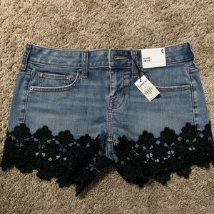 Express Jean shorts, 0, lace hem, NWT